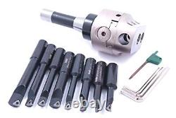 10010205 Indexable Tool Set With 3 Boring Head R8 Shank And 8 Boring Bars