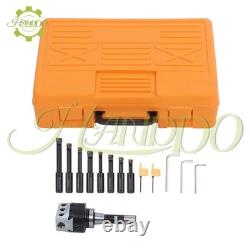 10Pcs Carbide Indexable Tipped 3/4 Boring Bar Set + 3Inch Boring Head R8 Shank