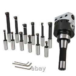 12 Pcs 3/4 Carbide Boring Bars 3'' Precision Boring Head With R8 Shank Set