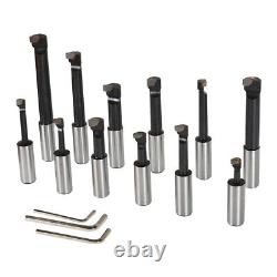 12 Pcs 3/4 Carbide Boring Bars 3'' Precision Boring Head With R8 Shank Set