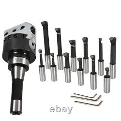 12 Pcs 3/4 Carbide Boring Bars 3'' Precision Boring Head With R8 Shank Set