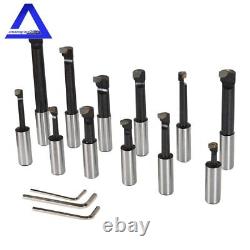 12 Pcs With R8 Shank Set 3/4 Carbide Boring Bars 3'' Precision Boring Head