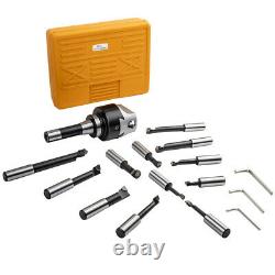 12Pcs 3/4 Carbide Boring Bar & 3 Boring Head & R8 Shank Kit Combo Milling New