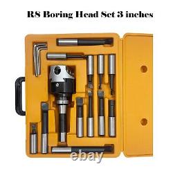 12Pcs Boring Head Set Drilling Machine R8 Shank & 3/4 Carbide Boring Bar 3 inche