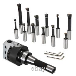 12Pcs Set 3 Boring Head R8 Shank 3/4 Carbide Boring Bar Set for Bridgeport Milli