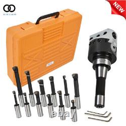 1PC 3 Boring Head With R8 Shank and 12Pcs 3/4 Carbide Boring Bar Set