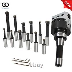 1PC 3 Boring Head With R8 Shank and 12Pcs 3/4 Carbide Boring Bar Set