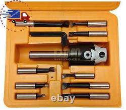 2 BORING HEAD STRAIGHT SHANK and 9 PC 1/2 BORING BAR SET