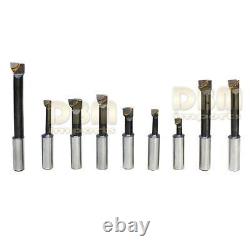 2 Boring Head Straight Shank And 9 Pc 1/2 Boring Bar Set
