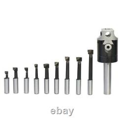 2 inch Boring Head With Straight Shank and Set of 9 Pcs of 1/2 inch Boring Bar