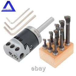 2Inch Boring Head with 1/2 Straight Shank and 9 Pack 1/2 C6 Boring Bar Set