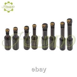 3 Boring Head R8 Shank 1-1/2-18 Thread + 8Pcs Indexable 3/4 Boring Bar Set