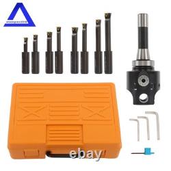 3 Boring Head R8 Shank 1-1/2-18 Threads for Boring + 8 pcs 3/4 Boring Bar Set