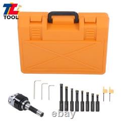 3 Boring Head R8 Shank + 10Pcs Carbide Tipped 3/4 Boring Bar Set End Mills