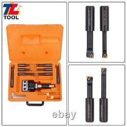 3 Boring Head R8 Shank + 10Pcs Carbide Tipped 3/4 Boring Bar Set End Mills