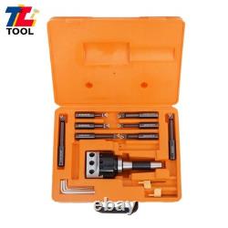 3 Boring Head R8 Shank + 10Pcs Carbide Tipped 3/4 Boring Bar Set End Mills