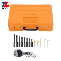 3 Boring Head R8 Shank + 10Pcs Carbide Tipped 3/4 Boring Bar Set End Mills