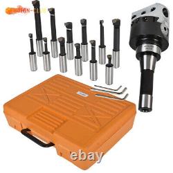 3 Boring Head R8 Shank 12Pcs 3/4 Carbide Boring Bar Set For Milling US