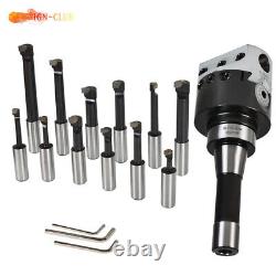 3 Boring Head R8 Shank 12Pcs 3/4 Carbide Boring Bar Set For Milling US