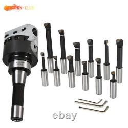 3 Boring Head R8 Shank 12Pcs 3/4 Carbide Boring Bar Set For Milling US