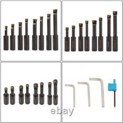 3 Boring Head R8 Shank + 8pcs Indexable 3/4 Boring Bar Set Threaded 1-1/2-18