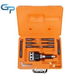 3 Boring Head R8 Shank and 10Pcs 3/4 Carbide Tipped Boring Bar Set End Mills