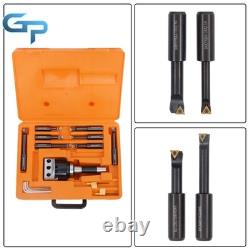 3 Boring Head R8 Shank and 10Pcs 3/4 Carbide Tipped Boring Bar Set End Mills