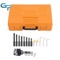 3 Boring Head R8 Shank and 10Pcs 3/4 Carbide Tipped Boring Bar Set End Mills