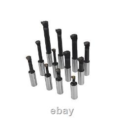 3 Inch Boring Head Set R8 Shank with 12Pcs 3/4 Inch Boring Bar Set 3Pcs Hex W