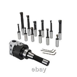 3 Inch Boring Head Set R8 Shank with 12Pcs 3/4 Inch Boring Bar Set 3Pcs Hex W