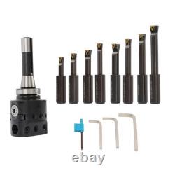 8Pieces Indexable 3/4 Boring Bar Set+3 Boring head R8 Shank Dial Reading 0-100