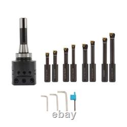 8Pieces Indexable 3/4 Boring Bar Set+3 Boring head R8 Shank Dial Reading 0-100