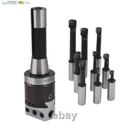 9-Pack Set 2 Boring Head R8 Shank 1/2 Carbide Boring Bar Set Replacement for Bri