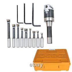 9 Pcs 2 Boring Head R8 Shank 1/2 Carbide Boring Bar Set Milling For Bridgeport