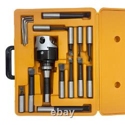 9 Pcs 2 Boring Head R8 Shank 1/2 Carbide Boring Bar Set Milling For Bridgeport