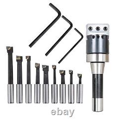 9-Piece 2 Boring Head R8 Shank and Carbide Boring Bar Set for Milling Mach