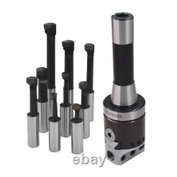 9Pcs 2 Boring Head R8 Shank 1/2 Carbide Boring Bar Set Milling