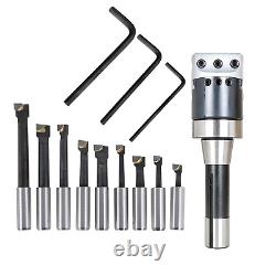 9Pcs 2 Boring Head R8 Shank Boring Tool Set 1/2 Carbide Boring Bar Set Milling