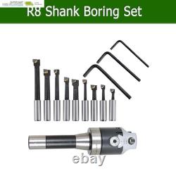 ALL-CARB 2 Inch Boring Head R8 Shank 9Pcs Boring Bars 1/2 Inch Carbide Boring Ba
