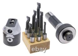 BHS-2 Boring Head Set, 2 Head plus R8 Shank and 1/2 Carbide Tip Boring Bar Set
