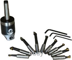 Boring Head 2(7/8-20) With MT2 Shank 3/8-16 Thread and 9Pcs 1/2 Shank Boring Bar