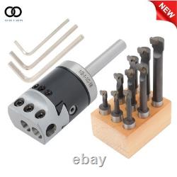 Boring Head Set 2 1/2 Shank 9 Piece 1/2 C6 Boring Bars for Lathe Mill