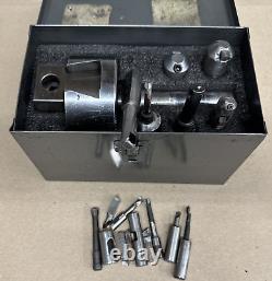 Bridgeport No. 2 Boring Head Set with R8 Shank, Case & Tooling