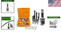 Compact 2 Inch Boring Head Milling Set with 1/2 Inch Carbide Bars 9 Pieces