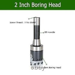 Compact 2 Inch Boring Head Milling Set with 1/2 Inch Carbide Bars 9 Pieces