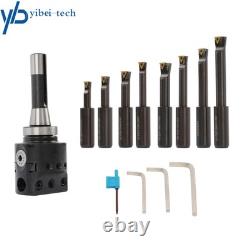 Cross Hole Dia 1/2Inch R8 Shank 3 Boring Head & 8 Pieces 3/4 Boring Bar Set