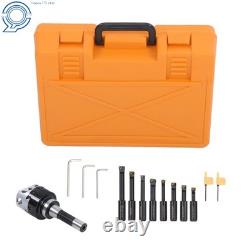 End Mills 3 Boring Head R8 Shank + 10Pcs 3/4 Carbide Tipped Boring Bar Set