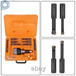 End Mills 3 Boring Head R8 Shank + 10Pcs 3/4 Carbide Tipped Boring Bar Set