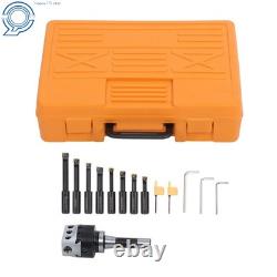 End Mills 3 Boring Head R8 Shank + 10Pcs 3/4 Carbide Tipped Boring Bar Set