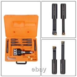 End Mills 3 Boring Head R8 Shank + 10Pcs Carbide Tipped 3/4 Boring Bar Set
